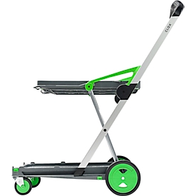 Inklapbare transportwagen CLAX®, volume 46 l, zonder bak, grijs/groen