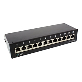 InLine - Patch Panel - CAT 6a - RJ-45 X 12 - Schwarz, RAL 9005