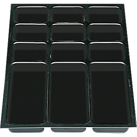 Insert à tiroir en plastique A3, 12 compartiments, 5 p.