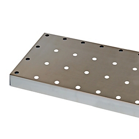 Insert en tôle perforée Norme pour les armoires de stockage de produits chimiques asecos des séries CS et CX, en tôle d'acier, L 976 x P 427 x H 41 mm, jusqu'à 60 kg