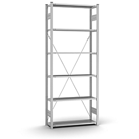 Insteekstelling Orion Plus - basissectie - L 1000 x D 300 x H 2500 mm - 6 legborden - draagvermogen per legbord 125 kg - verzinkt