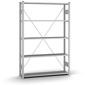 Insteekstelling Orion Plus - basissectie - L 1300 x D 300 x H 2000 mm - 5 legborden - draagvermogen per legbord 90 kg - verzinkt