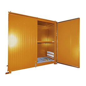 Insulated shelf container BAUER CEH 29-2 IBC, steel, double wing door, W 3220 x D 1500 x H 3510 mm, orange