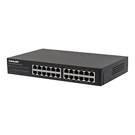 Intellinet 24-Port Gigabit Ethernet Switch, 24 x 10/100/1000 Mbit/s RJ45-Ports, IEEE 802.3az (Energy Efficient Ethernet), Desktop, 19" Rackmount, Metal - Switch - unmanaged - 24 x 10/100/1000 - Desktop, an Rack montierbar