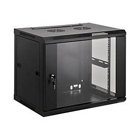 Intellinet Network Cabinet, Wall Mount (Standard), 15U, Usable Depth 350mm/Width 540mm, Black, Assembled, Max 60kg, Metal & Glass Door, Back Panel, Removeable Sides,Suitable also for use on desk or floor,19",Parts for wall install (eg screws/rawl ...
