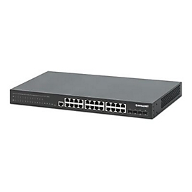 Intellinet - Switch - 2+/L3 Lite - managed - 24 x 10/100/1000 (PoE+) + 4 x 10 Gigabit SFP+ (Uplink) - Desktop, an Rack montierbar