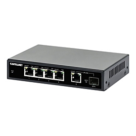 Intellinet Switch - 4 x 10/100/1000 (PoE+) + 1 x Combo Gigabit SFP/RJ-45 (Uplink)