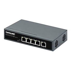 Intellinet - Switch - unmanaged - 4 x 10/100/1000 (PoE++) + 1 x 10/100/1000 (Uplink) - Desktop, wandmontierbar - 4PPoE / PoE++ (140 W)