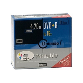 Intenso - 10 x DVD+R - 4.7 GB 16x - mit Tintenstrahldrucker bedruckbare Oberfläche - Slim Jewel Case