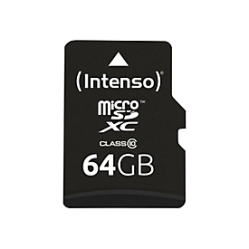 Intenso 64GB MicroSDHC - 64 Go - MicroSDXC - Classe 10 - 25 Mo/s - Résistant aux chocs - Résistant à une température - Imperméable - Résistant aux rayons X - Noir
