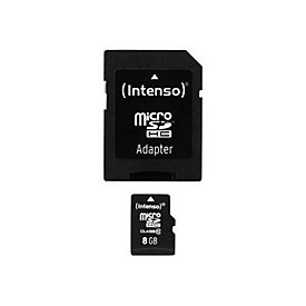 Intenso Class 10 - Flash-Speicherkarte (microSDHC/SD-Adapter inbegriffen) - 8 GB - Class 10 - microSDHC