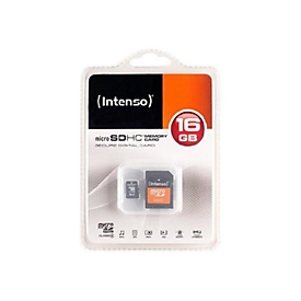 Intenso - Flash-Speicherkarte (microSDHC/SD-Adapter inbegriffen) - 16 GB - Class 4 - 140x/34x - microSDHC
