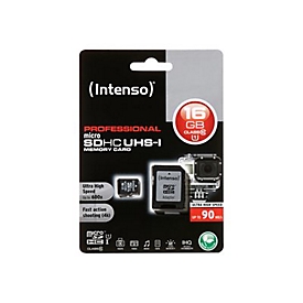 Intenso - Flash-Speicherkarte (microSDHC/SD-Adapter inbegriffen) - 16 GB - UHS Class 1 / Class10 - microSDHC UHS-I