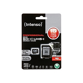 Intenso - Flash-Speicherkarte (microSDHC/SD-Adapter inbegriffen) - 16 GB - UHS Class 1 / Class10 - microSDHC UHS-I