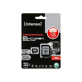 Intenso - Flash-Speicherkarte (microSDHC/SD-Adapter inbegriffen) - 32 GB - UHS Class 1 / Class10 - microSDHC UHS-I