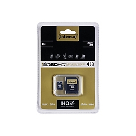 Intenso - Flash-Speicherkarte (microSDHC/SD-Adapter inbegriffen) - 4 GB - microSDHC