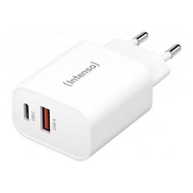 Intenso W30AC - Netzteil - 30 Watt - 3 A - PD 3.0, QC 4.0, PD/PPS - 2 Ausgabeanschlussstellen (USB-C, USB)