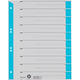 Intercalaires à découper A4 1652 LEITZ®, utilisation universelle, 25 p., bleu clair