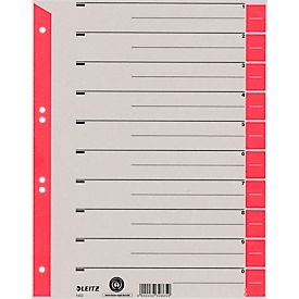 Intercalaires à découper A4 1652 LEITZ®, utilisation universelle, 25 p., rouge