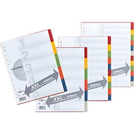 Intercalaires de couleurs en carton, avec page de garde, A4+ (extra large), 6 divisions (6 couleurs)