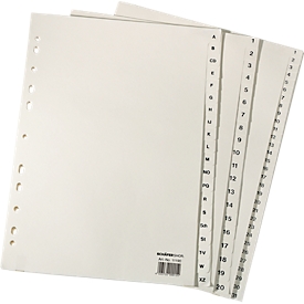 Intercalaires en papier format A4, individuel, format A4 1-20, chamois clair
