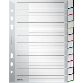 Intercalaires en plastique avec onglets LEITZ, format A5, 12 feuilles