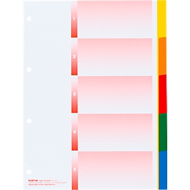 Intercalaires Kolmaflex, A4, vierge, 5 onglets