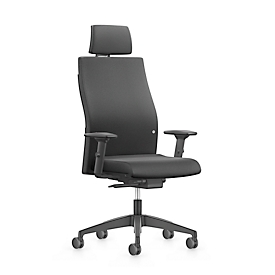 Interstuhl Bürostuhl 179RS, mit Armlehnen, Autolift-Synchronmechanik, Muldensitz, Lordosen- und Kopfstütze, schwarz