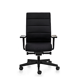 Interstuhl Bürostuhl Champ 3C04, mit Armlehnen, Synchronmechanik, Flachsitz, 3D-Rückenlehne, schwarz/brillantsilber