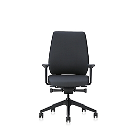 Interstuhl Bürostuhl Joyceis3 JC111, mit Armlehnen, Synchronmechanik, Flachsitz, Lordosenstütze,  schwarz/schwarz