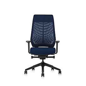 Interstuhl Bürostuhl Joyceis3 JC216, mit Armlehnen, Synchronmechanik, Flachsitz, Netzrücken, blau/schwarz