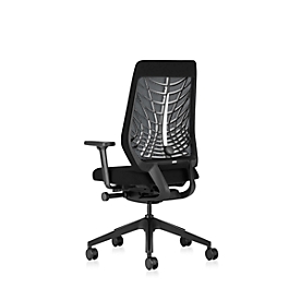 Interstuhl Bürostuhl Joyceis3 JC266, mit Armlehnen, 3D-Synchronmechanik, Flachsitz, Netzrücken, schwarz/schwarz