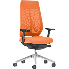 Interstuhl chaise de bureau JOYCE is3, mécanisme synchrone, accoudoirs, soutien lombaire FlexGrid, dossier résille, assise plate, noir/orange