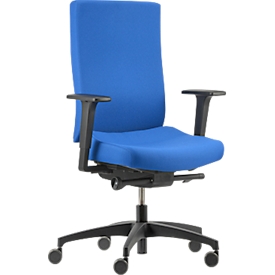 Intervertebral disc chair Dauphin @Just evo operator AJ 4872, with armrests, synchronized mechanism, upholstered backrest, intervertebral disc seat, azure blue