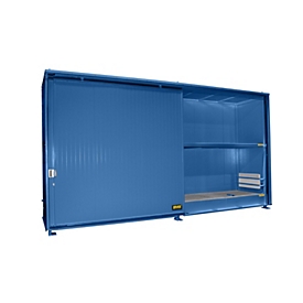 Isolierter Regalcontainer BAUER CEH 59-2 IBC, Stahl, Schiebetor, B 6440 x T 1550 x H 3510 mm, blau