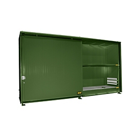 Isolierter Regalcontainer BAUER CEH 59-2 IBC, Stahl, Schiebetor, B 6440 x T 1550 x H 3510 mm, grün