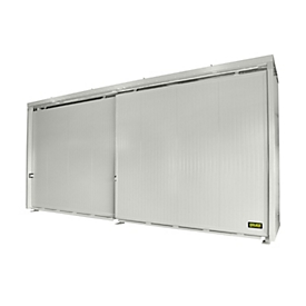 Isolierter Regalcontainer BAUER CEH 75-2, Stahl, Schiebetor, B 7800 x T 1550 x H 3490 mm, weiß