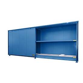 Isolierter Regalcontainer BAUER CEH 81-2, Stahl, Schiebetor, B 8400 x T 1550 x H 3190 mm, blau