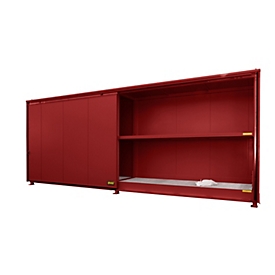 Isolierter Regalcontainer BAUER CEH 81-2, Stahl, Schiebetor, B 8400 x T 1550 x H 3190 mm, rot