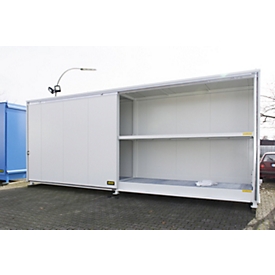 Isolierter Regalcontainer BAUER CEH 81-2, Stahl, Schiebetor, B 8400 x T 1550 x H 3190 mm, weiß