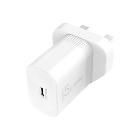 j5create JUP1420-FN Chargeur Mural USB-C® 20W - UK - Intérieure - Secteur - 12 V - 3 A - Blanc