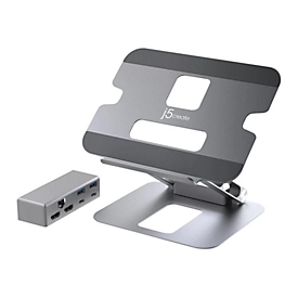 j5create - Minidock + Monitorständer - USB-C - 2 x HDMI - 1GbE