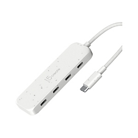 j5create USB-C respectueux de l’environnement vers Hub 4 ports Type- C Gén 2 - USB 3.2 Gen 1 (3.1 Gen 1) Type-C - USB 3.2 Gen 2 (3.1 Gen 2) Type-C - 10000 Mbit/s - Blanc - Acrylonitrile-Butadiène-Styrène (ABS) - Plastique recyclé - Taïwan