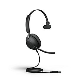 Jabra On-Ear Headset Evolve2 40 MS Mono, monaural, USB-A, kabelgebunden, 3 digitale MEMS-Mikrofone, schwarz