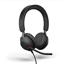 Jabra On-Ear Headset Evolve2 40 MS Stereo, binaural, USB-A, filaire, 3 microphones MEMS numériques, noir