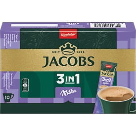 Jacobs Krönung 3-in-1 Kaffee-Sticks Milka, Packung mit 10 Stück