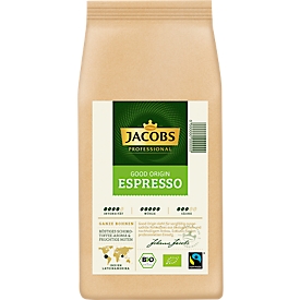 Jacobs Krönung Espresso van Goede Herkomst, 1kg, Fairtrade en biologisch gecertificeerd, geroosterd-zoete toffeesmaak
