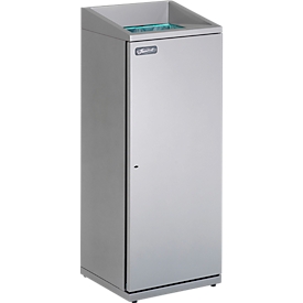 Janibell TT330 afvalbak, 75,7 l inhoud, rechthoekig, rubberen voetjes, L 323 x B 357 x H 913 mm, staal, zilver