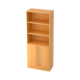 JENA combi-boekenkast, 5 OH, 3 open vakken + 2 deuren, B 800 x D 420 x H 2004 mm, beukendecor