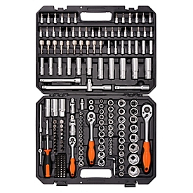 Jeu de clés à douille Projahn, 1/4" + 3/8" + 1/2", 194 pièces, dans un coffret de transport noir